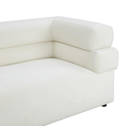 Cream Velvet Cream Couch For Living Room With Wood Frame And Stacked Arms