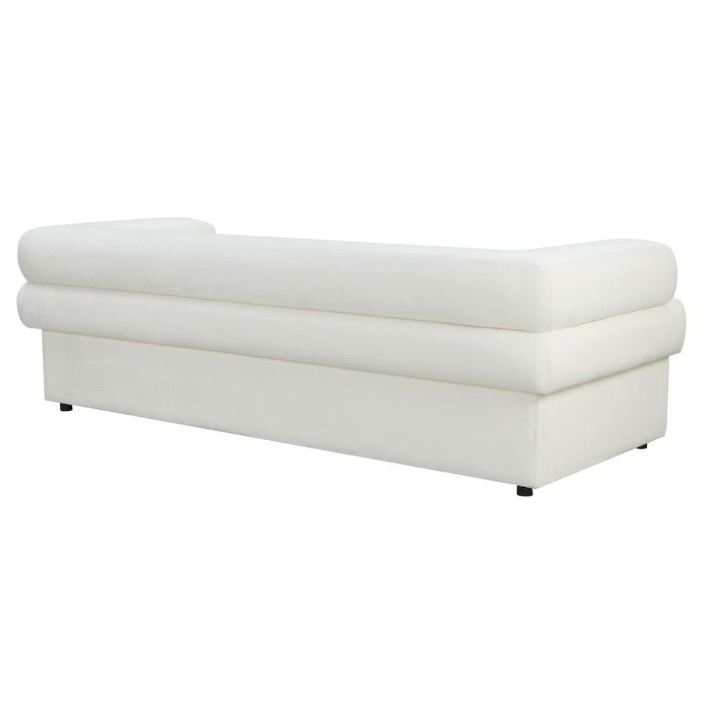 Cream Velvet Cream Couch For Living Room With Wood Frame And Stacked Arms
