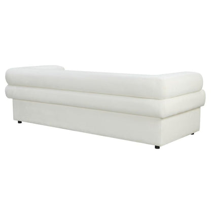 Cream Velvet Cream Couch For Living Room With Wood Frame And Stacked Arms