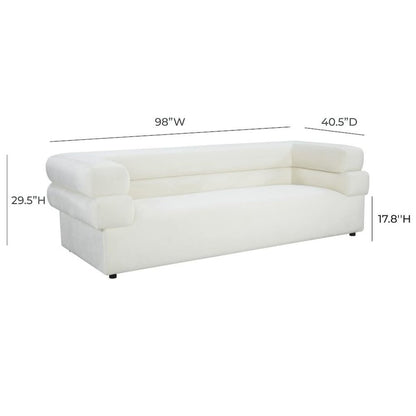 Cream Velvet Cream Couch For Living Room With Wood Frame And Stacked Arms