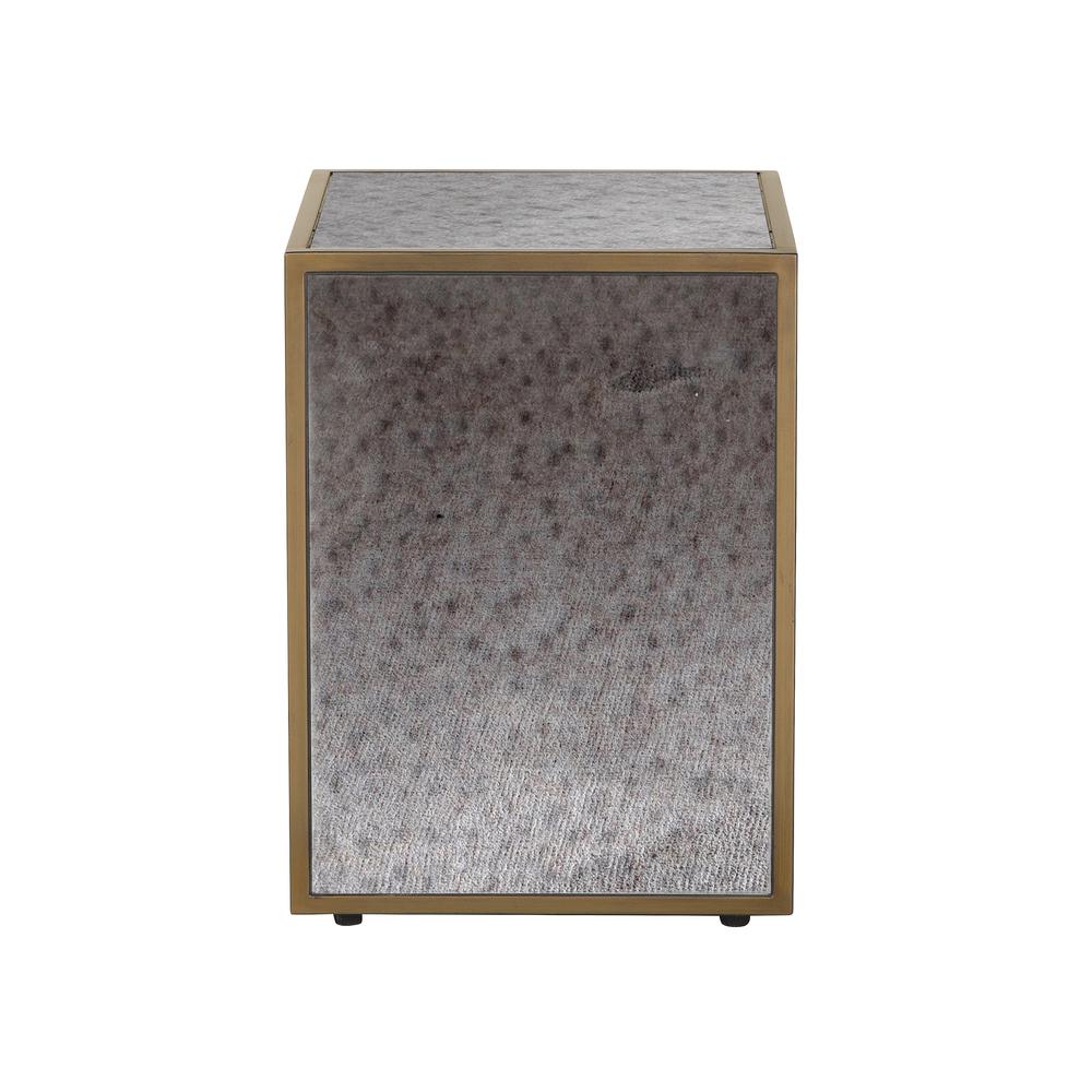 Mirrored Side Table with Modern Style and Adjustable Shelf, Made of MDF