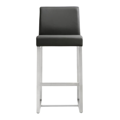 Grey Stainless Steel Counter Stool Set with Fiber-Wrapped Foam Seats