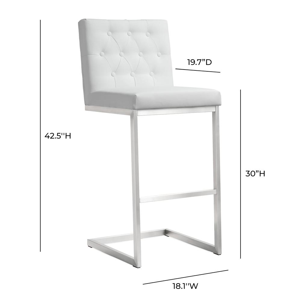 Helsinki White Stainless Steel Barstool - Set of 2
