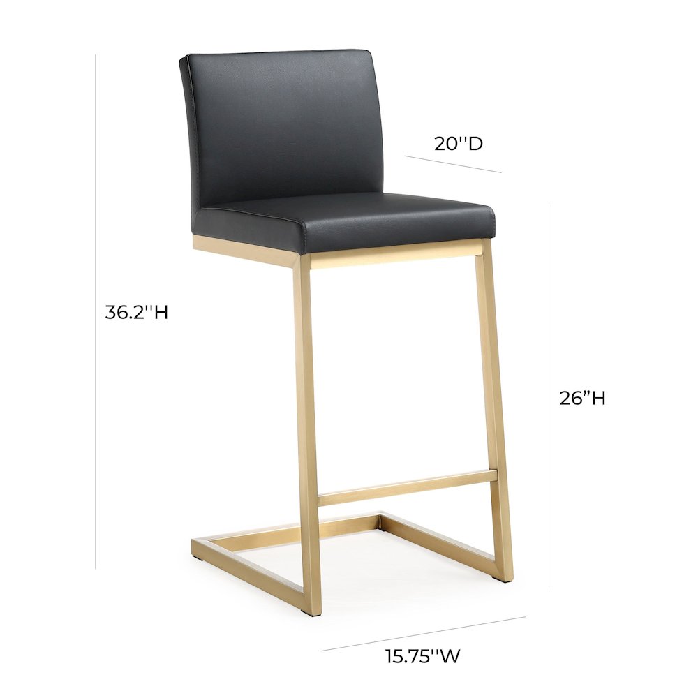 Parma Black Gold Steel Counter Stool - Set of 2