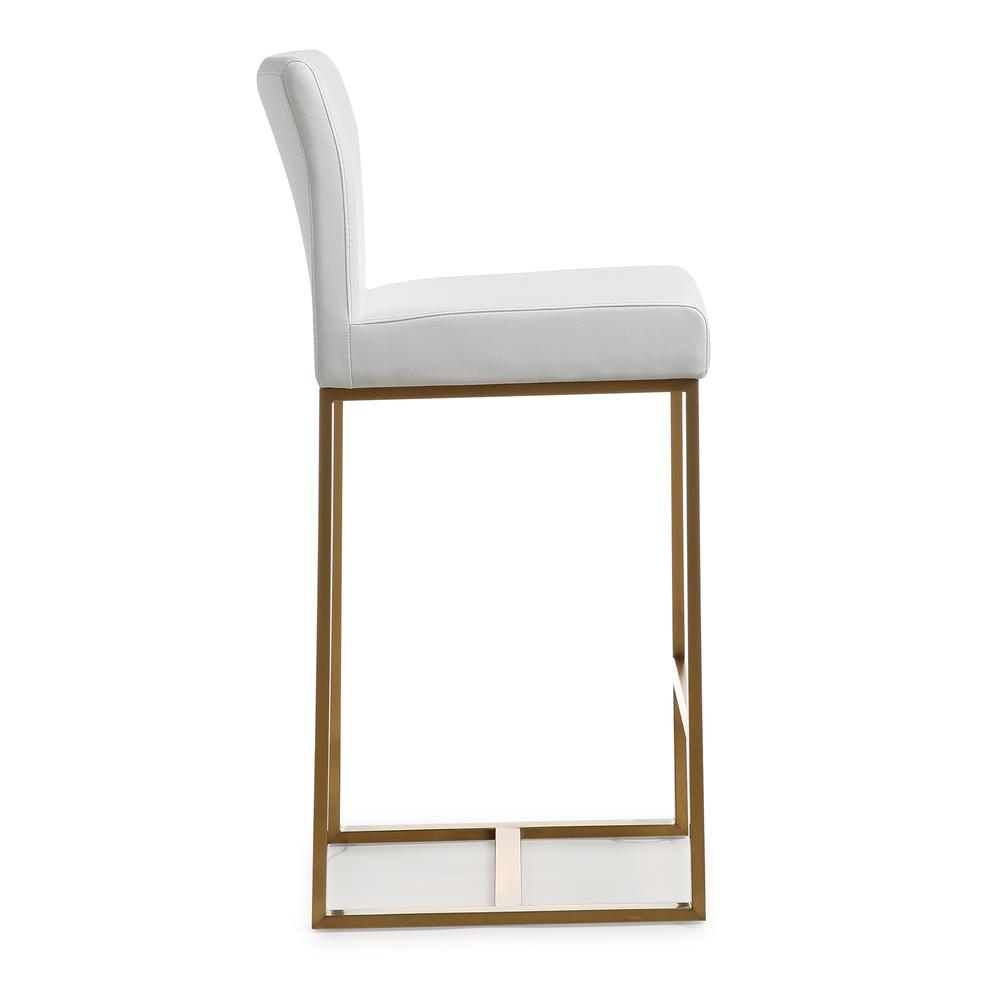 Contemporary White and Gold Steel Counter Stool Set with Cushioned Seats
