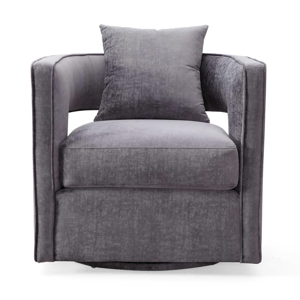 Grey Swivel Chair with Adjustable Seat Height and Fiber-Wrapped Foam Cushions