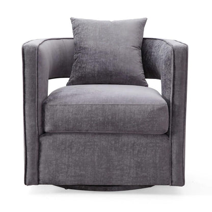 Grey Swivel Chair with Adjustable Seat Height and Fiber-Wrapped Foam Cushions