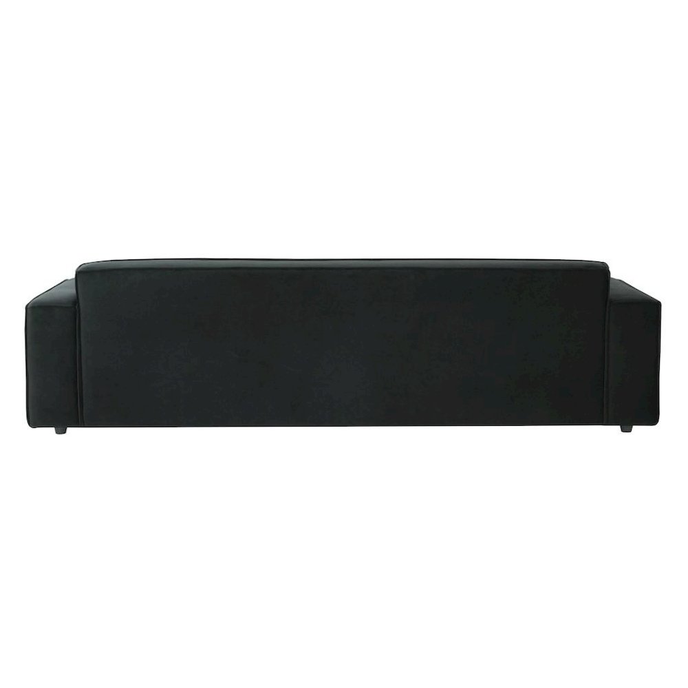 Black Velvet 3 Seater Couch With Piped Detailing And Wide Arm Profile