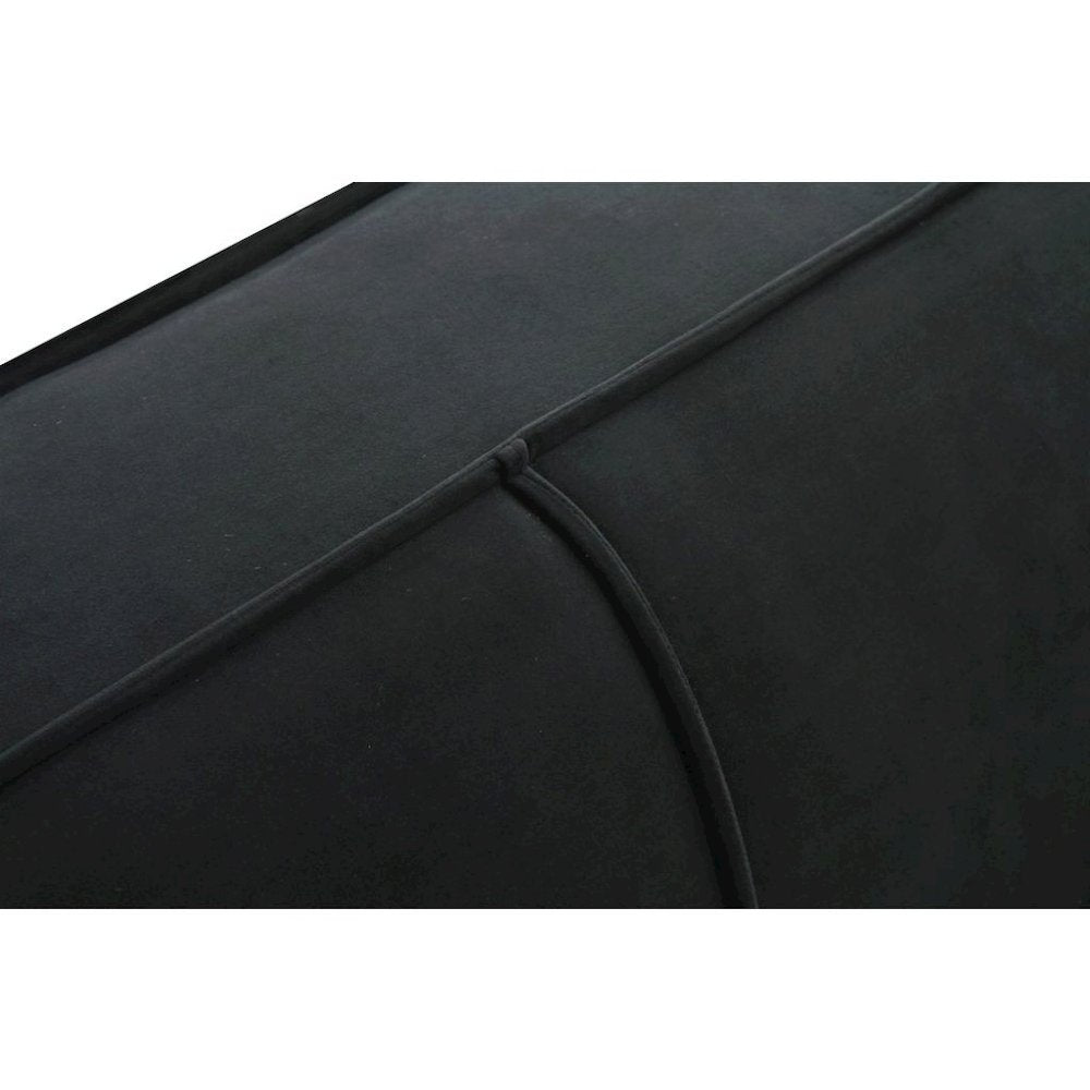 Black Velvet 3 Seater Couch With Piped Detailing And Wide Arm Profile