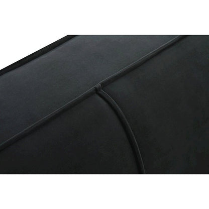 Black Velvet 3 Seater Couch With Piped Detailing And Wide Arm Profile