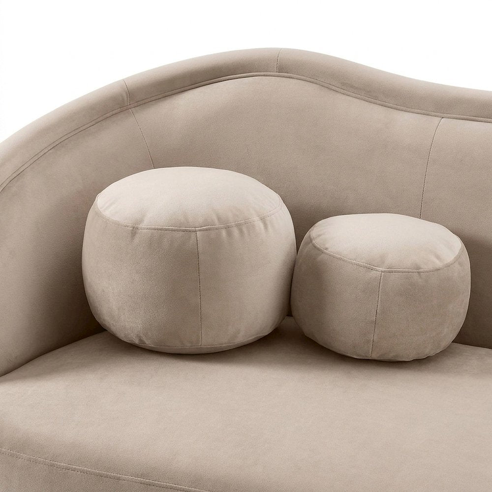 Circe Textured Velvet Curved Sofa with Sinuous Springs and Pillows, Taupe