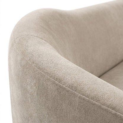Circe Textured Velvet Curved Sofa with Sinuous Springs and Pillows, Taupe