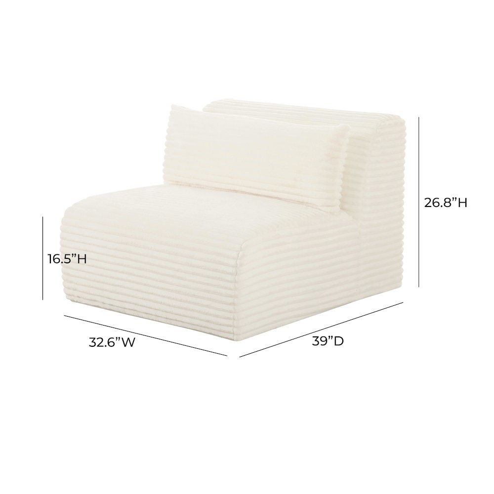 Tarra Fluffy Oversized Cream Corduroy Modular Armless Chair