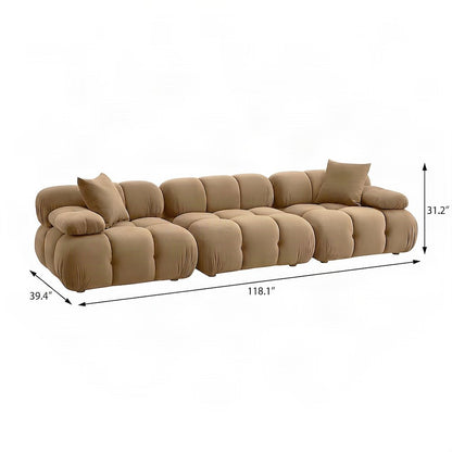 Performance Velvet Modular Sofa with S-Spring Sectional Couch, Cafe Au Lait