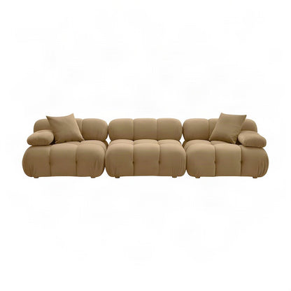 Performance Velvet Modular Sofa with S-Spring Sectional Couch, Cafe Au Lait