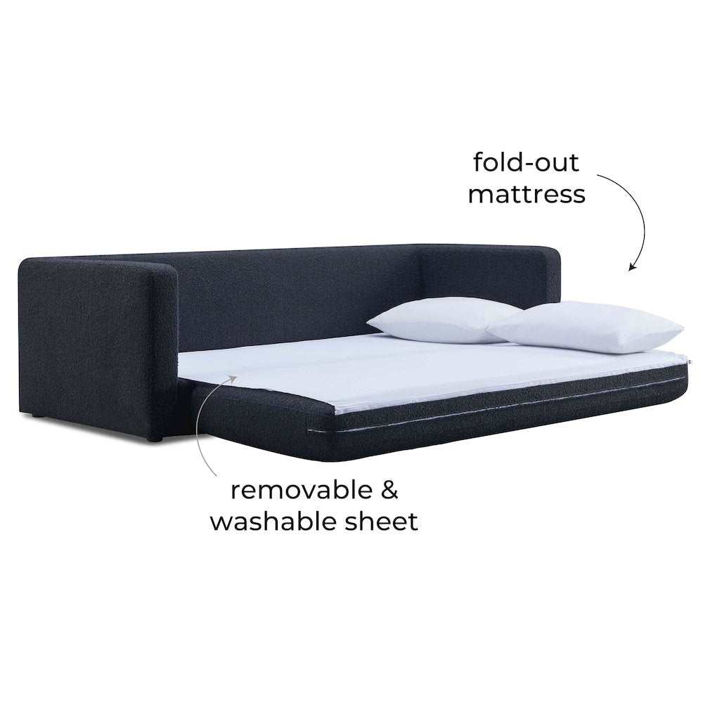 Ryan Black Boucle Sofa Bed