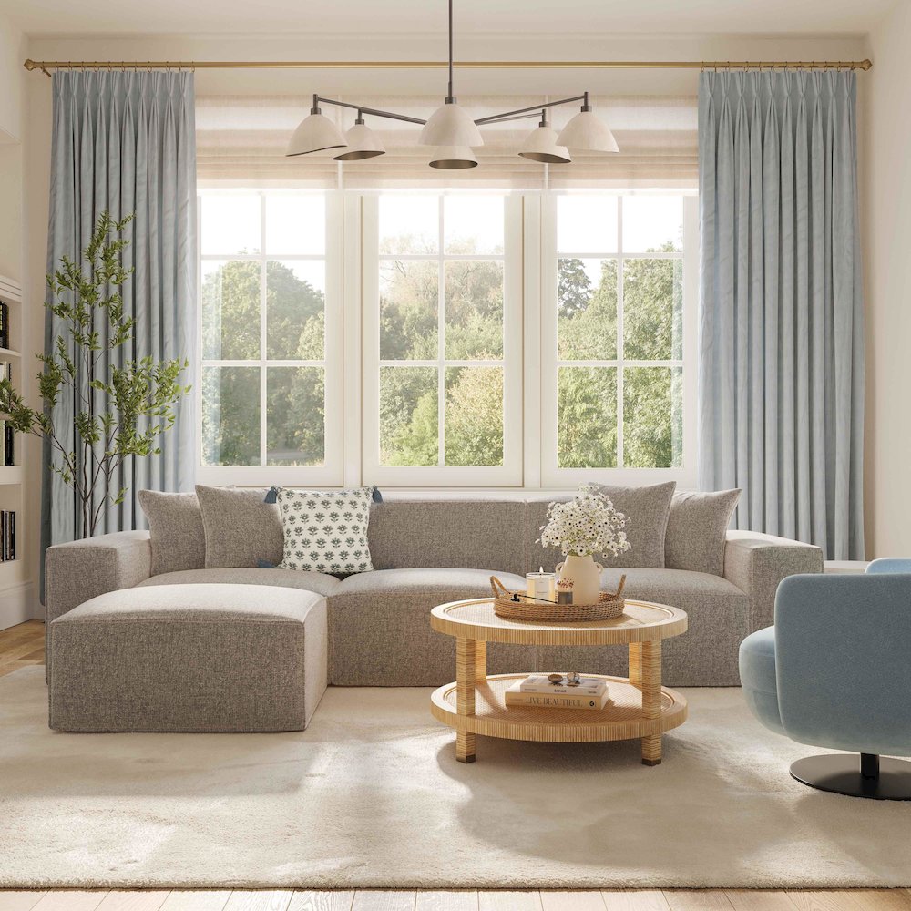 Mindy Taupe Chenille Basketweave Modular Sectional
