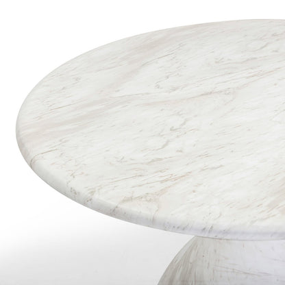 Smooch White Faux Marble Print Indoor / Outdoor 47" Round Dining Table