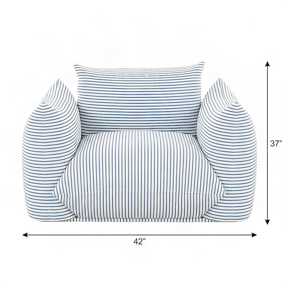 Performance Fabric Indoor Outdoor Armchair with Sinuous Springs, Blue