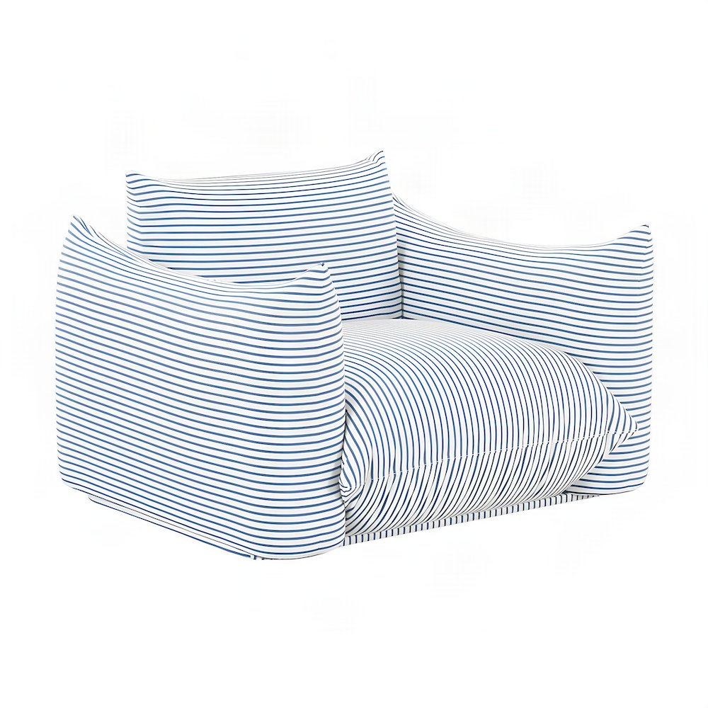 Performance Fabric Indoor Outdoor Armchair with Sinuous Springs, Blue