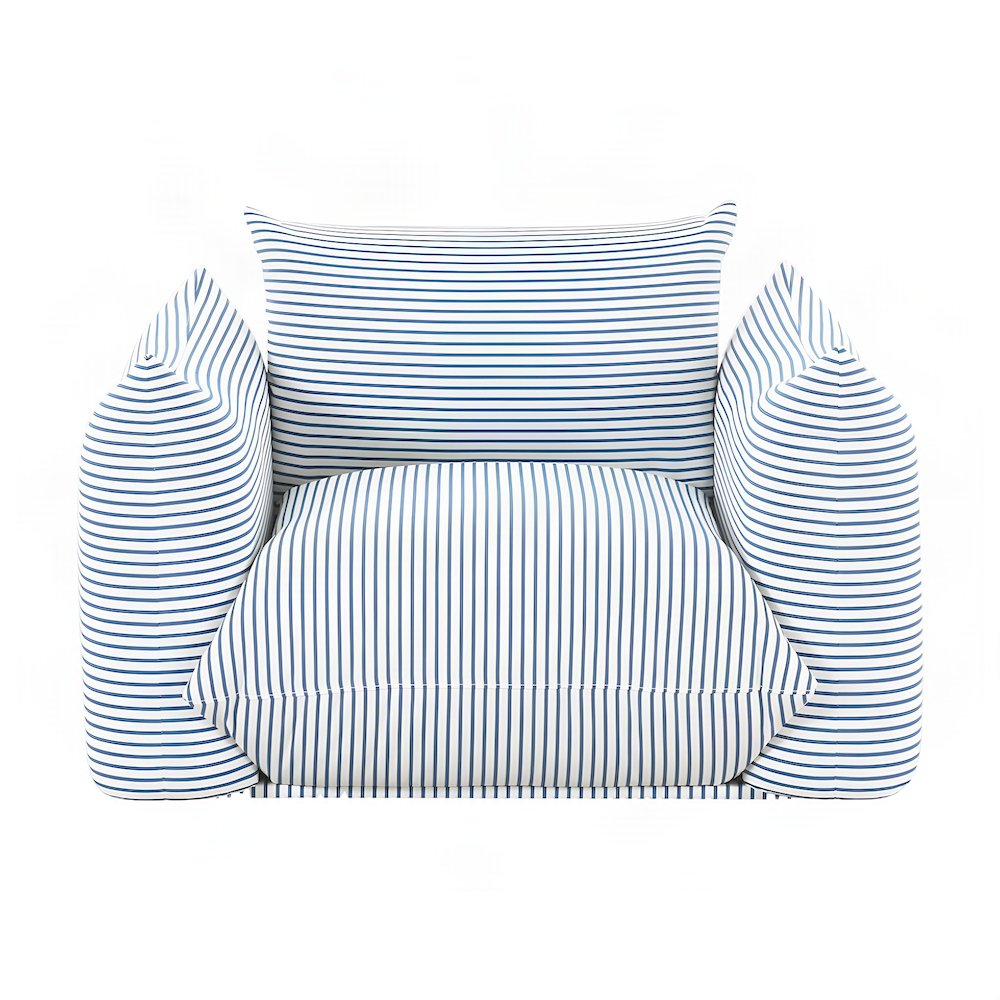 Performance Fabric Indoor Outdoor Armchair with Sinuous Springs, Blue