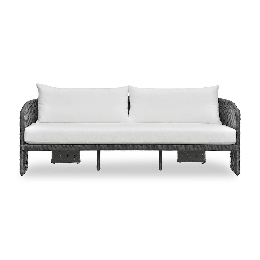 Alexa Black Rattan Performance Fabric Outdoor Sofa