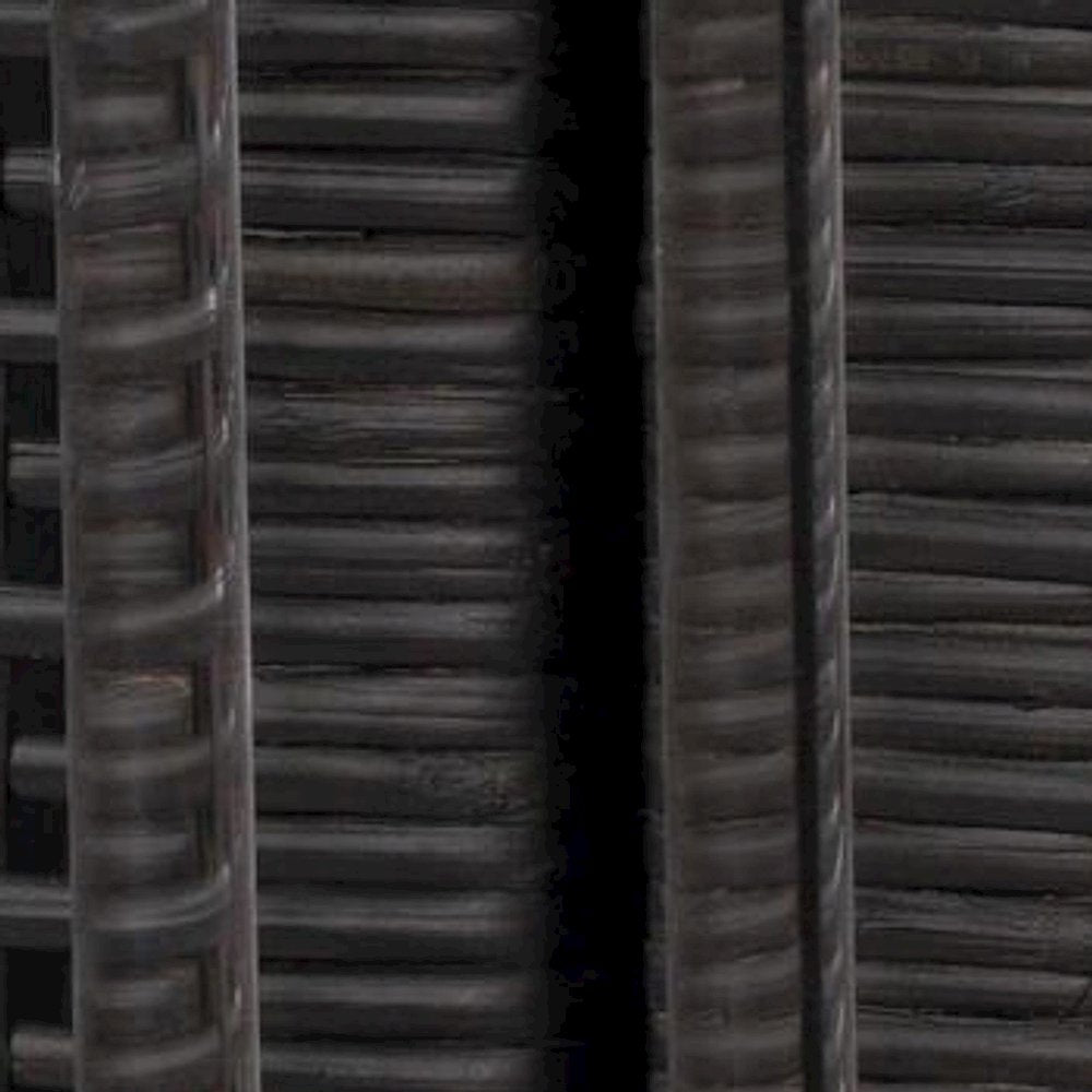 Woven Rattan Veneer Tall Accent Cabinet and Sideboard, Mahogany Legs, Charcoal