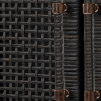 Woven Rattan Veneer Tall Accent Cabinet and Sideboard, Mahogany Legs, Charcoal