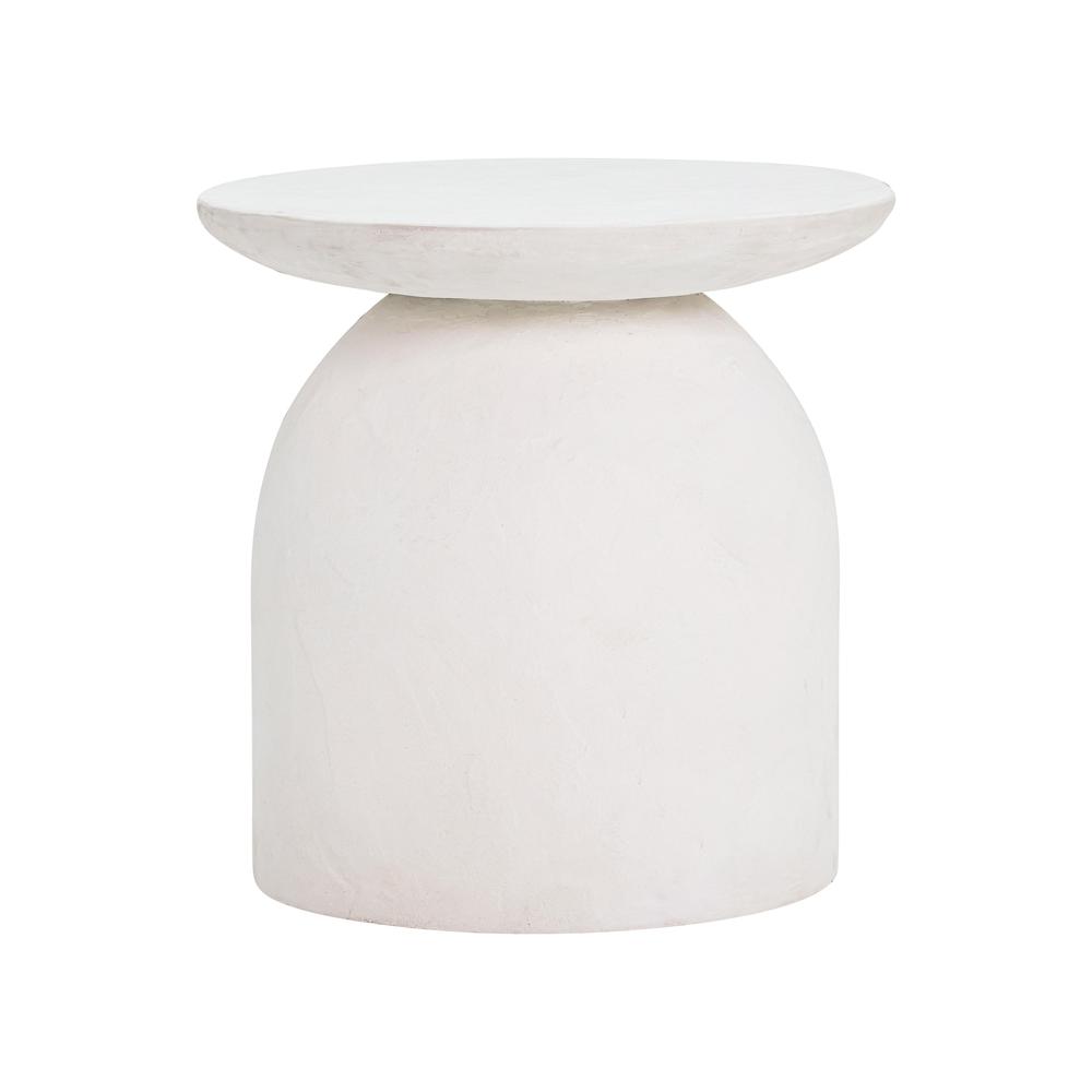 White Concrete Side Table with Adjustable Shelf and Modern Design