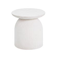 White Concrete Side Table with Adjustable Shelf and Modern Design