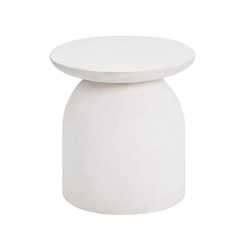 White Concrete Side Table with Adjustable Shelf and Modern Design