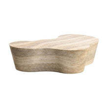 Modern Beige Stone Coffee Table with Marble Veneer Concrete Finish
