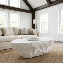 White Concrete Coffee Table, Sturdy Durable Construction, 220 lb Weight Capacity
