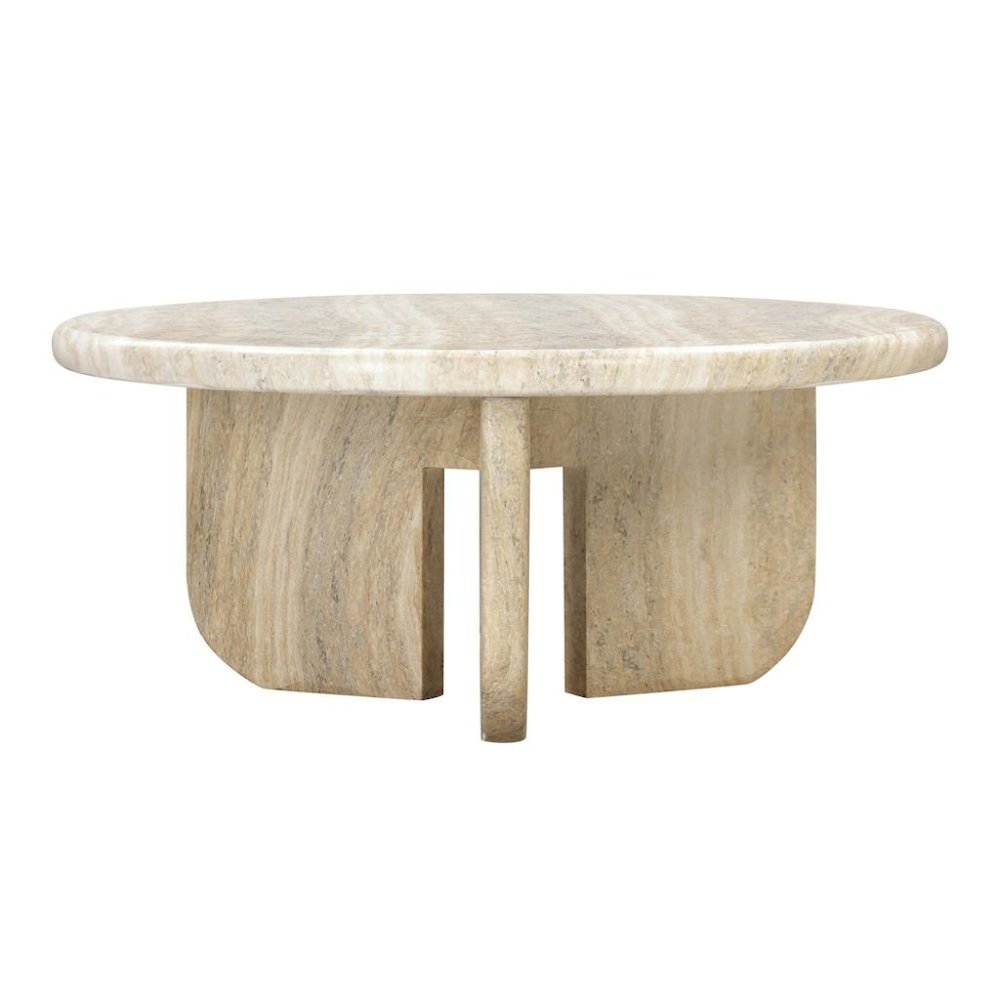 Gray Concrete Round Coffee Table With Sculpted Base, Modern Design