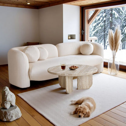 Gray Concrete Round Coffee Table With Sculpted Base, Modern Design