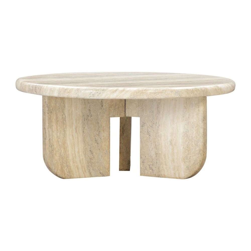 Gray Concrete Round Coffee Table With Sculpted Base, Modern Design