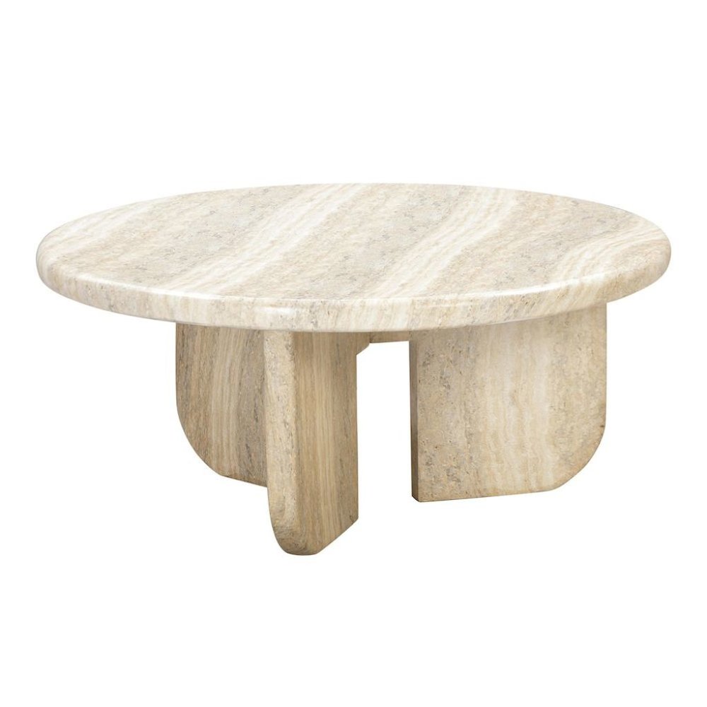 Gray Concrete Round Coffee Table With Sculpted Base, Modern Design