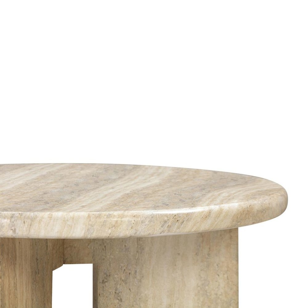 Gray Concrete Round Coffee Table With Sculpted Base, Modern Design
