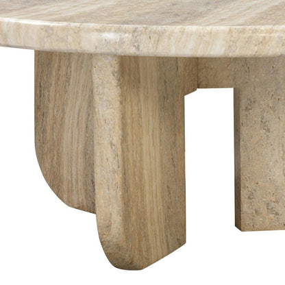 Gray Concrete Round Coffee Table With Sculpted Base, Modern Design