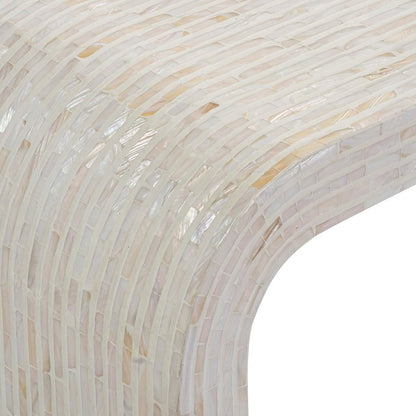 Capiz Shell Console Table with MDF Frame for Entryway or Sofa, Cream