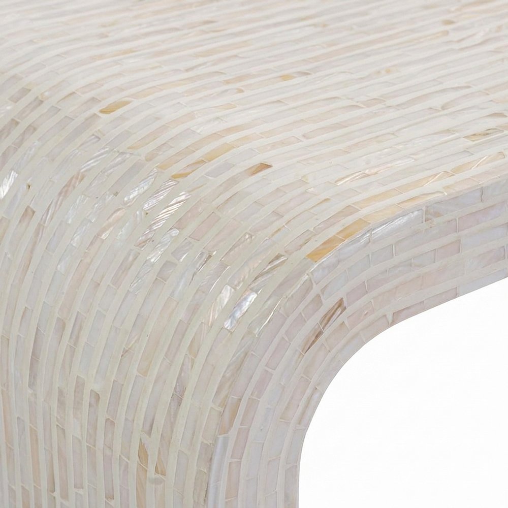 Capiz Shell Console Table with MDF Frame for Entryway or Sofa, Cream