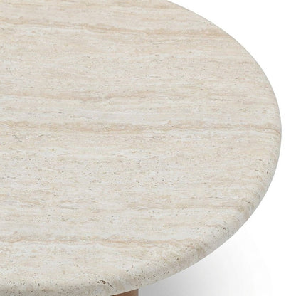 Cynthia Round Concrete Coffee Table, Travertine Finish, Indoor/Outdoor, Brown