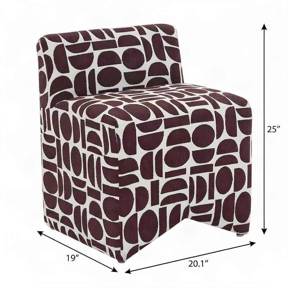 Jacquard-Woven Upholstered Stool with Sinuous Spring Support, Merlot