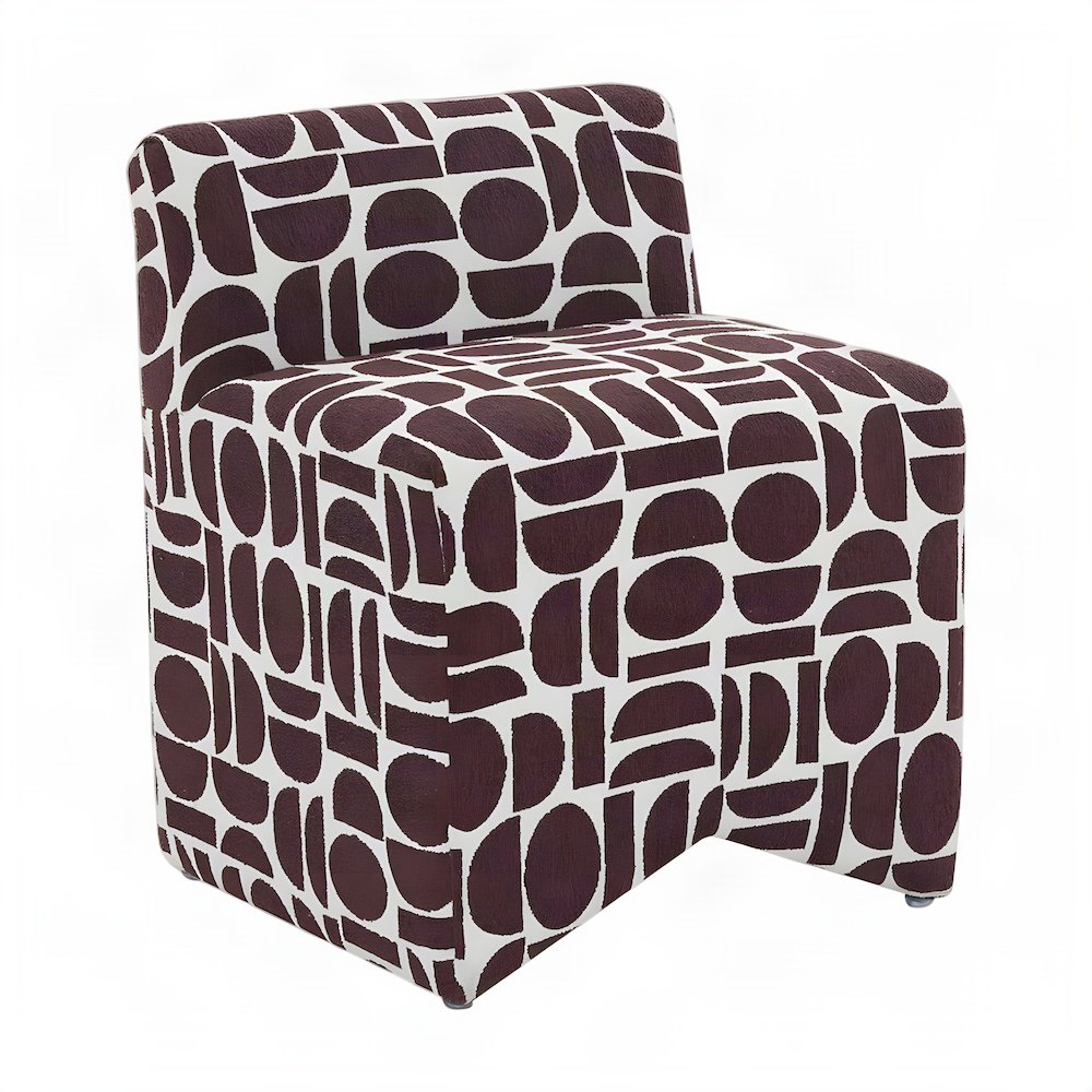 Jacquard-Woven Upholstered Stool with Sinuous Spring Support, Merlot