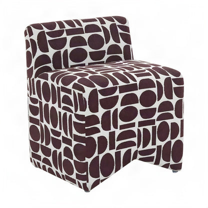 Jacquard-Woven Upholstered Stool with Sinuous Spring Support, Merlot