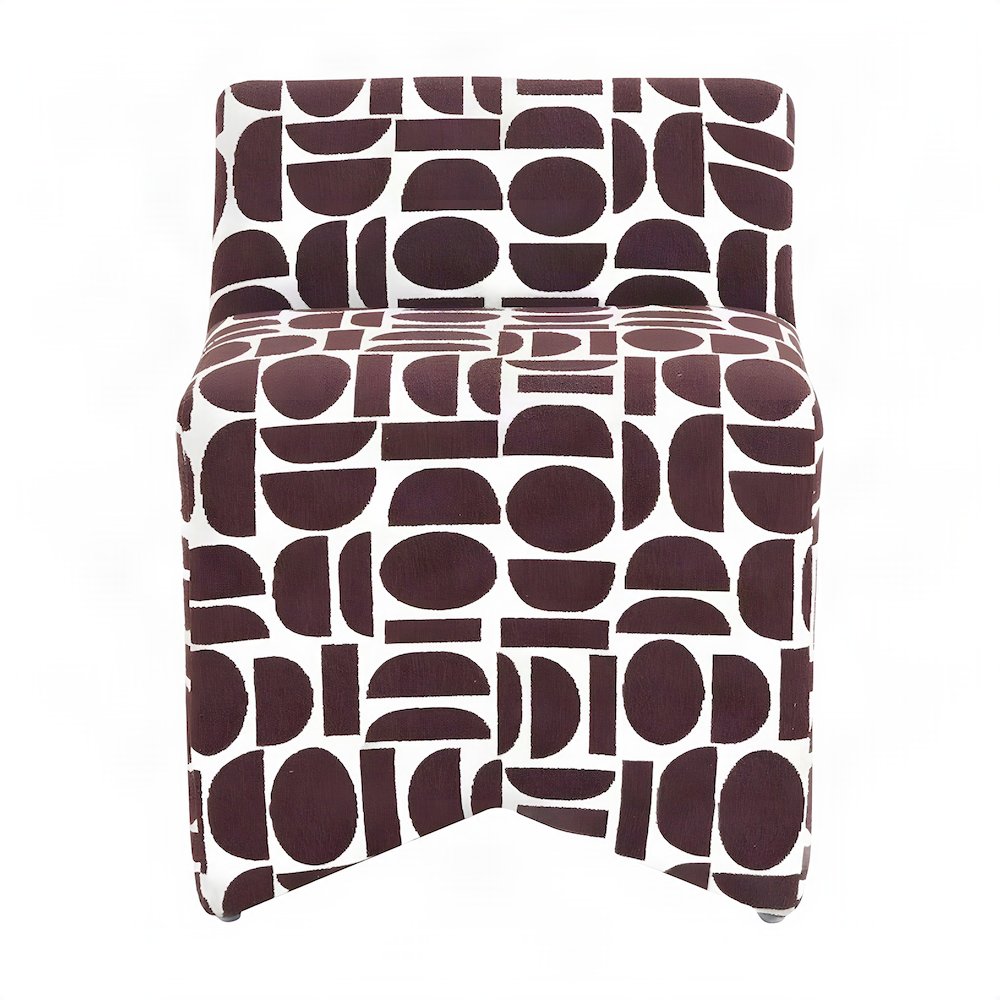Jacquard-Woven Upholstered Stool with Sinuous Spring Support, Merlot