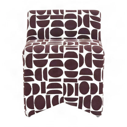 Jacquard-Woven Upholstered Stool with Sinuous Spring Support, Merlot