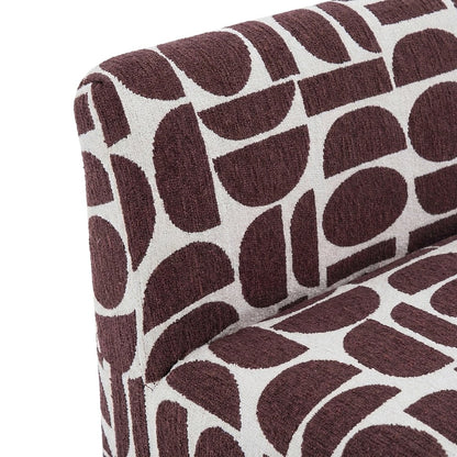 Jacquard-Woven Upholstered Stool with Sinuous Spring Support, Merlot