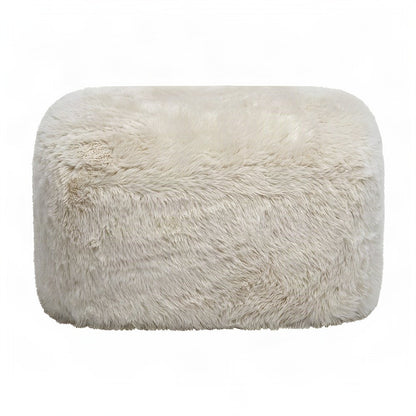Britt Faux Shearling Ottoman with Fiber-Wrapped Foam Padded Seat, Natural