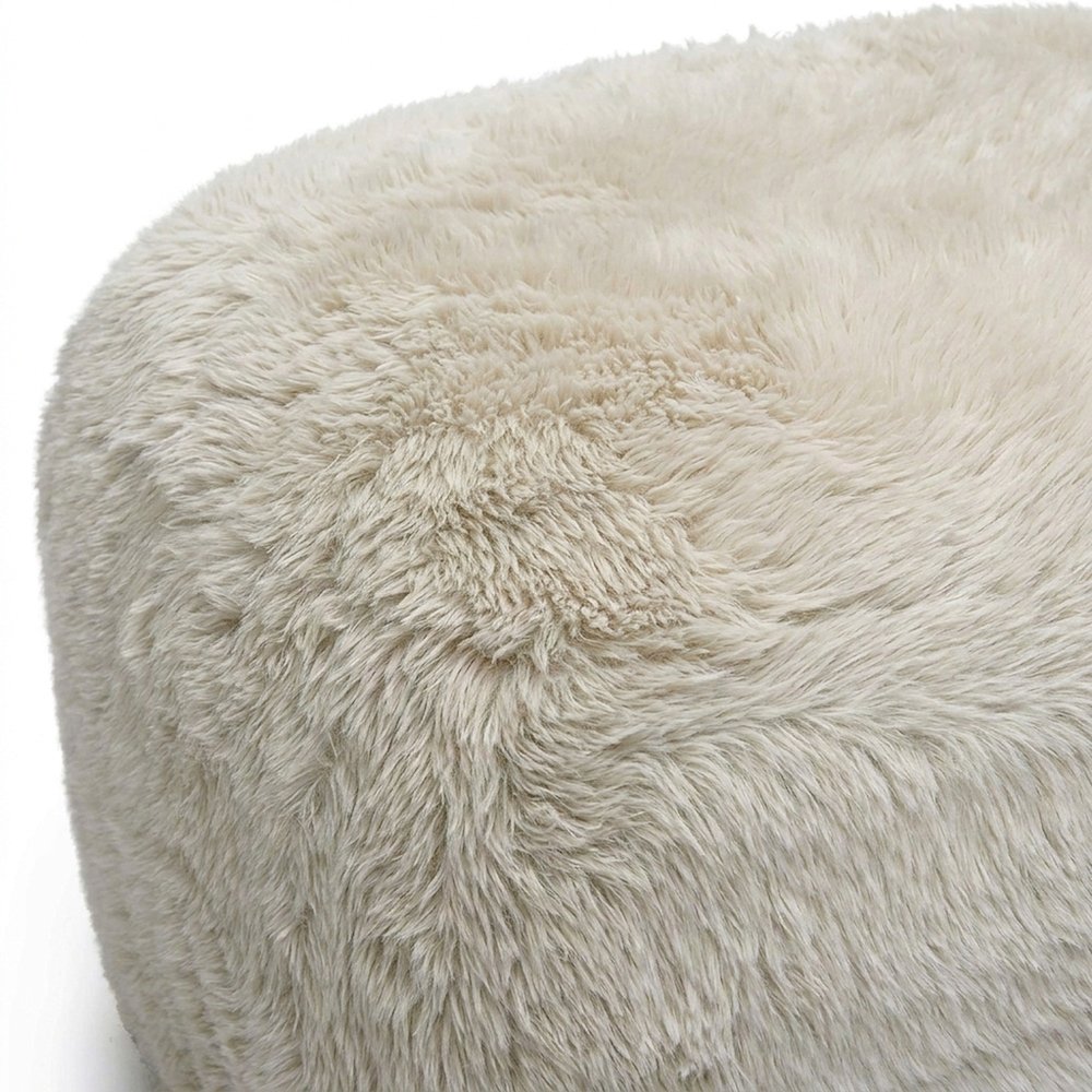 Britt Faux Shearling Ottoman with Fiber-Wrapped Foam Padded Seat, Natural